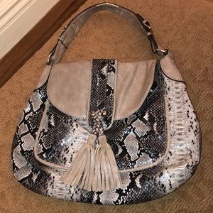 Faux Snake Print Hobo